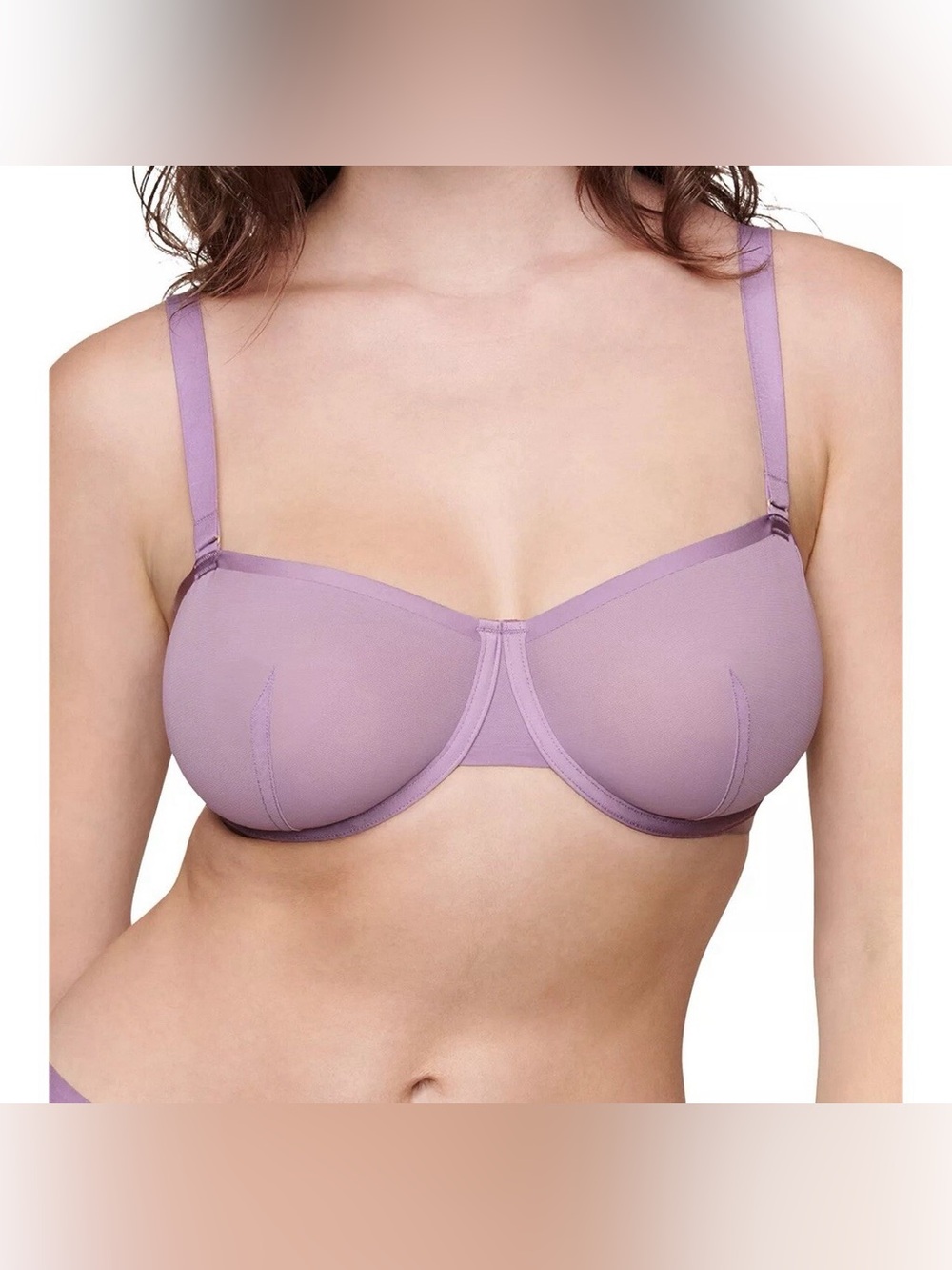 CUUP Women's The Balconette Lavender Purple Mesh Bra Size 34C